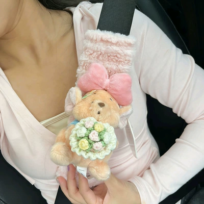 Creative and Authentic Xiaodou: Car tissue box/set - pink-knotted-bouquet-of-cute-beans-pink-horizontal-striped-shoulder-pads