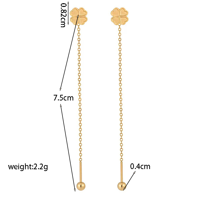 【xke0336】love four-leaf clover ear wire gold