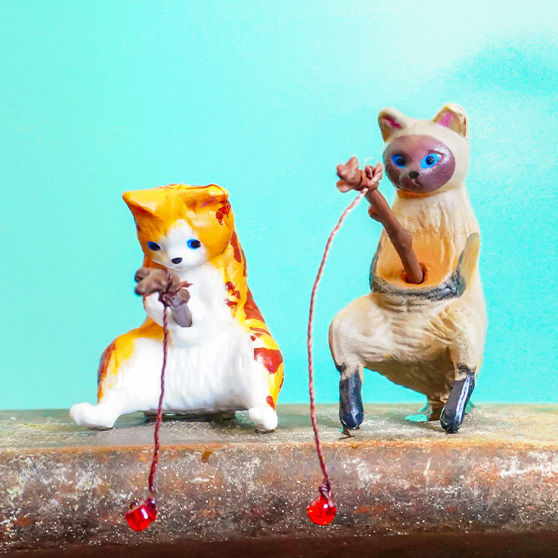 Gatito explosivo, pesca, pecera pequeña, decoración, paisajismo, método antiguo, pecera, adornos laterales, gatos de pesca, buen clima, berserk