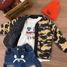 儿童日系迷彩棉服2025冬季新款男女童洋气两面穿保暖潮酷上衣外套