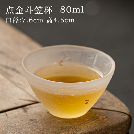 Taza maestra de vidrio hecha a mano taza pequeña taza de té de Kung Fu de vidrio único juego de té de una sola taza engrosada japonesa taza de té de nieve temprana tapa