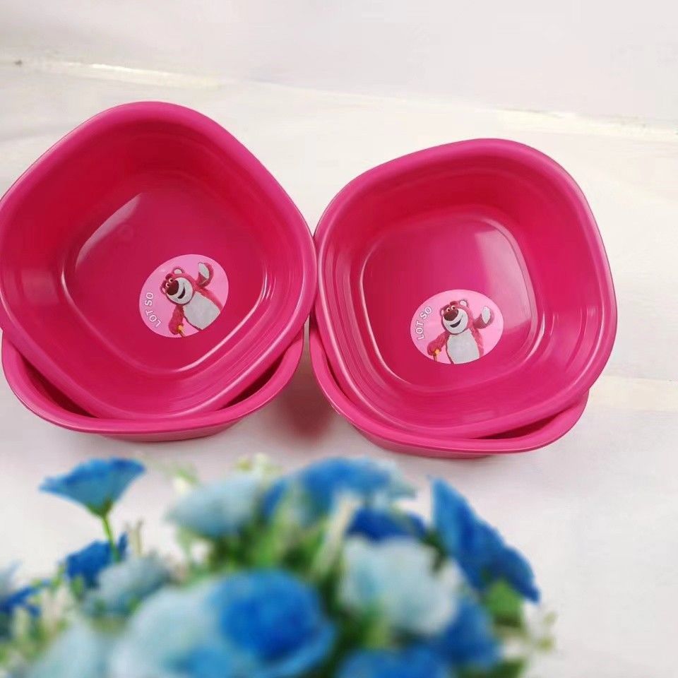 Cute Cartoon Strawberry Bear Pink Washbasin for Home Use, Made of Durable & Wear-Resistant Plastic—Perfect for Baby Bathing and Face Washing