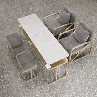 Minlian Nail Table Marble Light Luxury Nail Art Table and Chair suit Single Double Three Person Vacuum Cleaner Nail Art Table Nail Art Shop Table