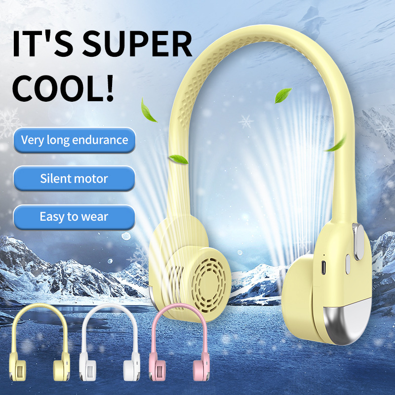 2024 New Silicone Clip-on Fan Outdoor Sports Portable Foldable Neck Fan Cross-border Live Streaming Gift Wholesale