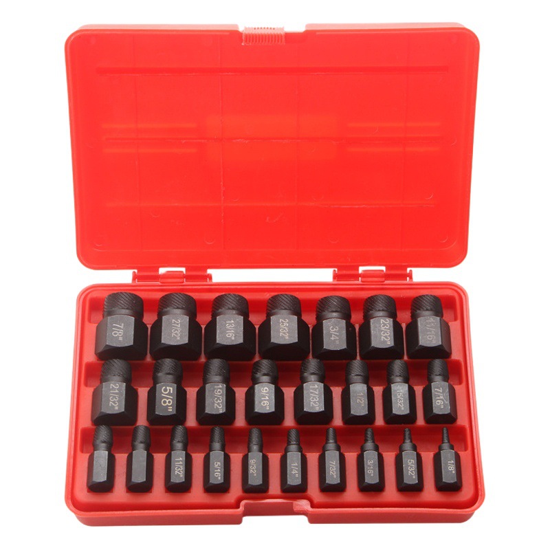 Extractor de tornillo británico de 25 piezas de cabeza rota herramienta de extractor de tornillo deslizante de rosca dañado