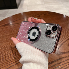 iphone15 gradient glitter electroplating magnetic Magsafe mobile phone case apple 14 protective shell 13promax set