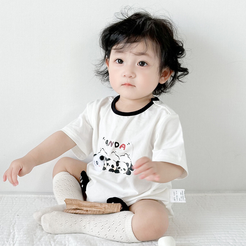 여름 옷 남성  슈퍼 귀여운 귀여운 동물 모양 보름달 백일 밖으로 등반 옷 여름 얇은