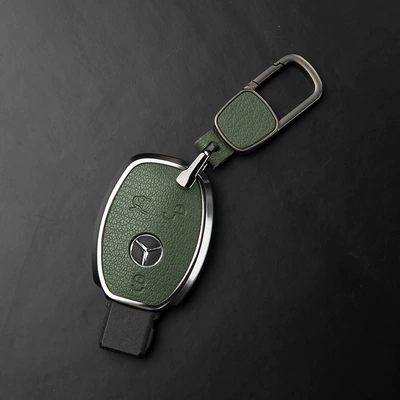 Slc, V-Class, Gla, Glc, Gle, Glk. Car key bag - mercedes-benz-c-class-3-button-key-fob-case-olive-green-square-buckle