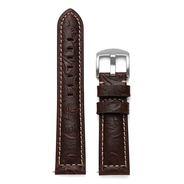 Double-sided leather watch strap