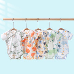 嬰兒短袖包屁衣純棉無骨夏季薄款新生兒衣服男女寶寶三角哈衣爬服