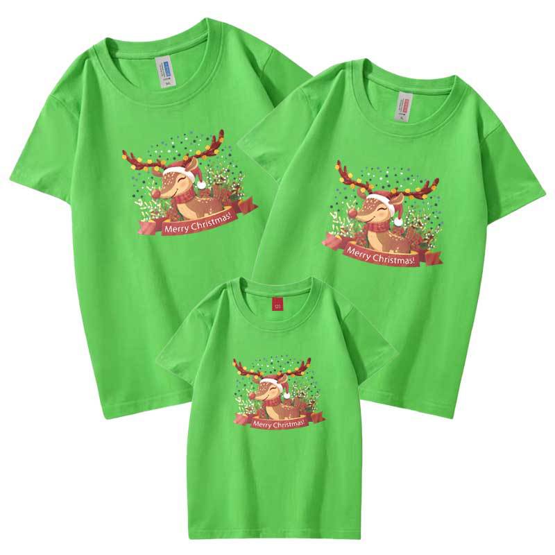 Comercio electrónico transfronterizo Ropa de padres e hijos de Navidad europea y americana nueva camiseta de madre-hijo de Tres Bocas manga corta