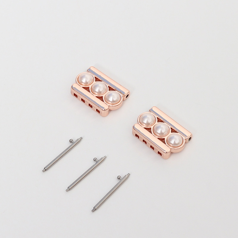 Phong cách đính cườm ngọc trai-Vàng hồng / Giao diện 18mm (kèm kim tháo nhanh)
