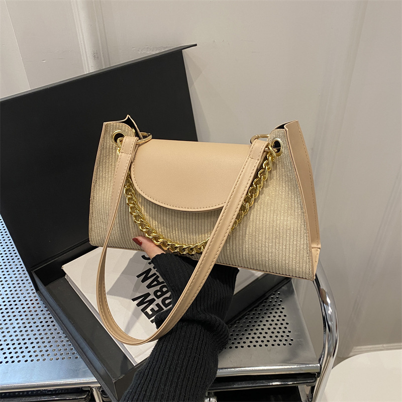 Bolso bandolera de trabajo de cercanías con axilas de gran capacidad 2024 nuevo bolso bandolera retro de otoño e invierno bolso cuadrado pequeño con costuras de estilo occidental