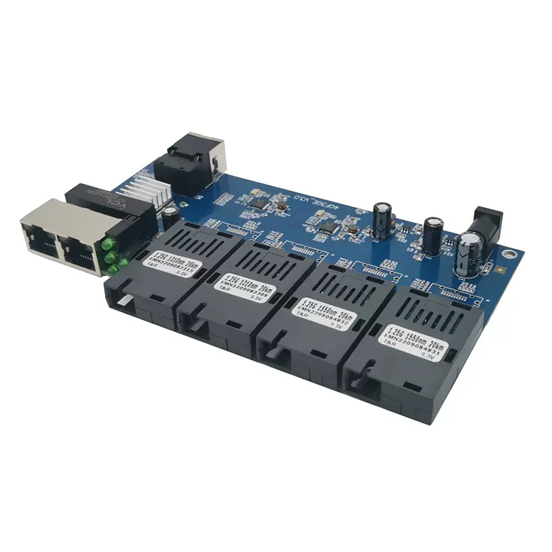 千兆以太网交换机4光3电光纤 1000M PCB板4F3E收发器4光2电