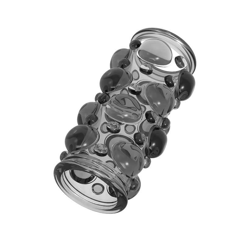 Explorer Spiked Lock Ring Foreskin Barrier Set, TPE Manual Delay Ring, Transparent Black — detail image 15