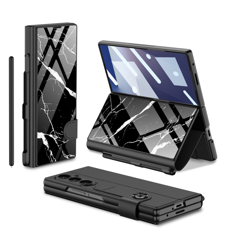 Suitable for Samsung Z Fold 30% off Stacked Mobile Phone Case Z Fold6 Pen Slot Leather Case Flip Glass Amazon Protective Case