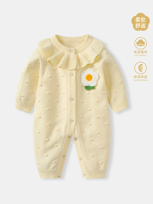 婴儿衣服连体衣秋装女宝宝毛衣套装春秋针织新生儿洋气包屁衣爬服|undefined