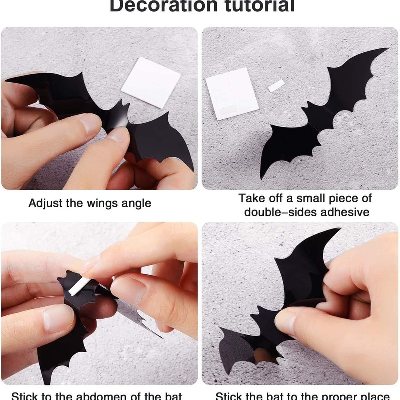 クロスボーダーハロウィン装飾 3D 立体バットパーティー用品シーンレイアウト壁ステッカー黒スパイダーステッカー|undefined