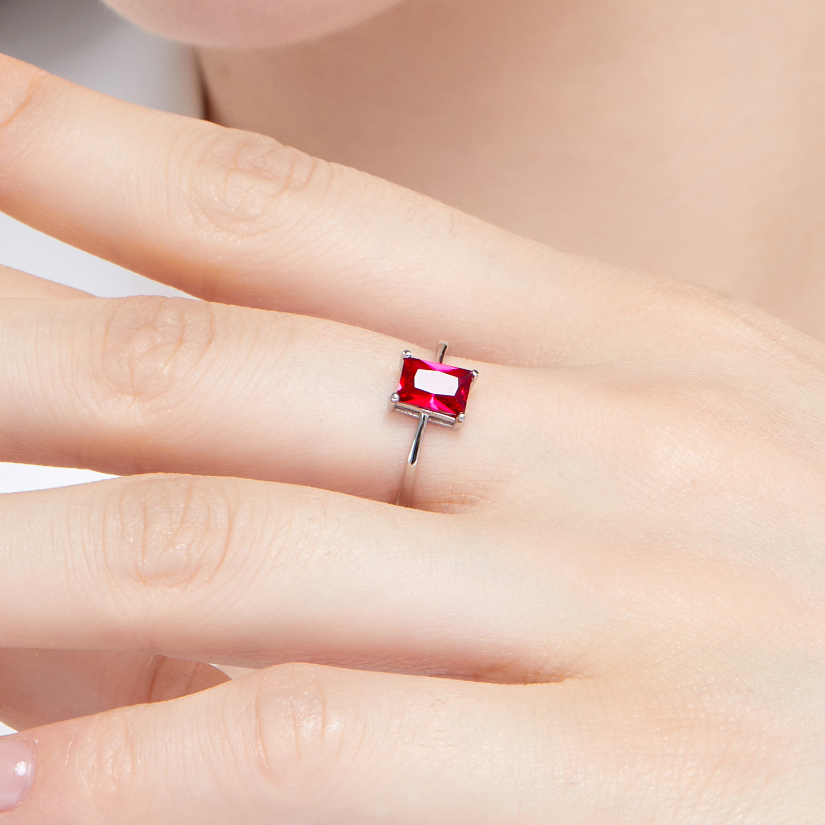 Fashion Square Silver Plating Inlay Zircon Open Ring 1 Piece