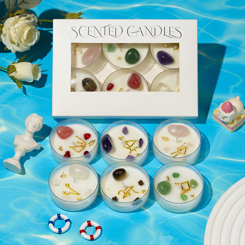 Constelación vela de Navidad estilo vela de aroma cera de soja sin humo taza de vela de caracoles de color caja de regalo