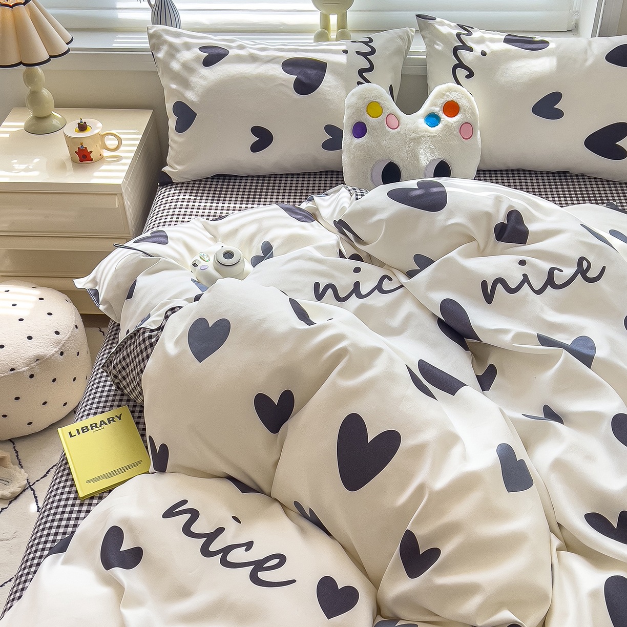 ins dormir desnudo cuatro piezas de sábanas de algodón imitación cubierta madre y bebé clase A dormitorio tres piezas de ropa de cama regalo