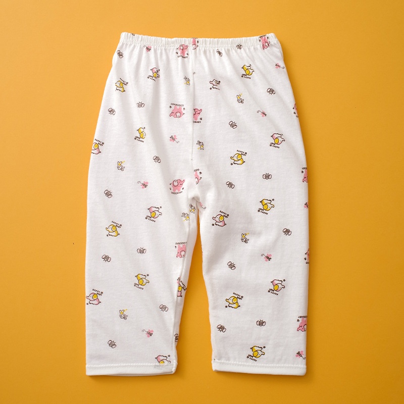 2023 primavera y verano Nueva Ropa interior de dibujos animados para el hogar hombres y mujeres traje de recién nacido Cuatro Estaciones de una sola cara Botón de algodón ropa de bebé