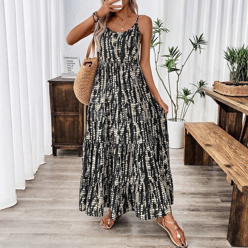 2026 Summer New Style Ebay Amazon Plus-Size Cross-Border Casual Loose V-Neck Long Dress