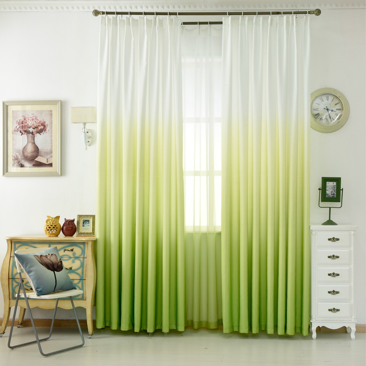 厚い特麗倫の紗のグラデーションの色を厚くします。窓の紗の客間の寝室は結婚祝いの工事の布を飾ります。