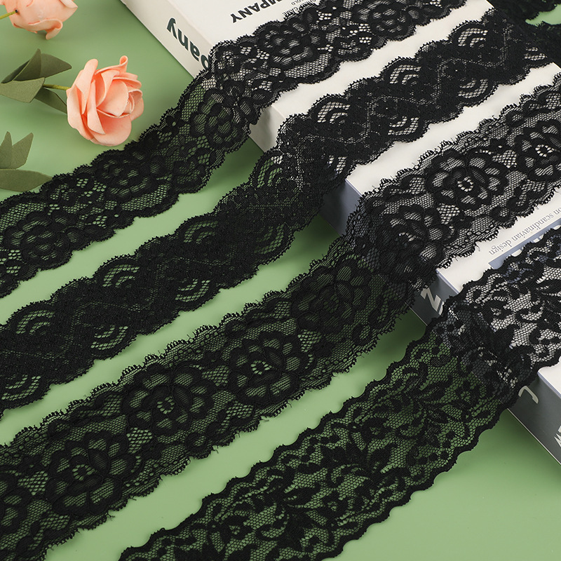 黑色蕾丝花边 经典款锦氨蕾丝花边 内衣蕾丝花边辅料 工厂现货
