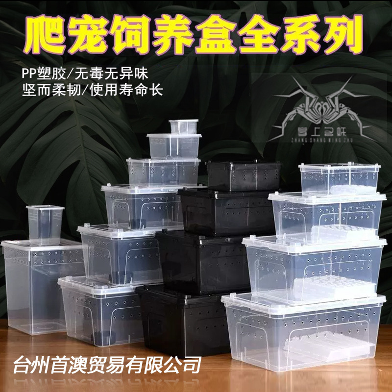 Small Pet Feeding Box Turtle Tank Plastic Lizard Palace Shougong Horned Frog Feeding Box Pet Snake Spider Snail Silkworm Baby Box