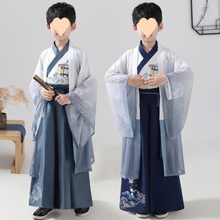 Children's Hanfu for Boys, Summer Primary School Students, Elegant Ancient Style Boys, Chinese Style Ancient Costume, Fairy Summer Tang Suit, Summer Men