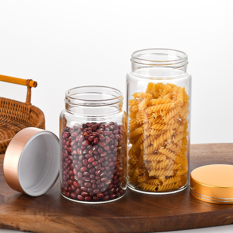 Granos de granos de granos de granos de granos de alta capacidad de vidrio de alta borosilicona de 78 mm de diámetro, botella de contenedor de almacenamiento de cocina doméstica