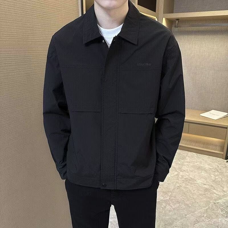 男士翻领外套春秋季2025新款潮流休闲薄款行政夹克男款春装上衣潮|undefined