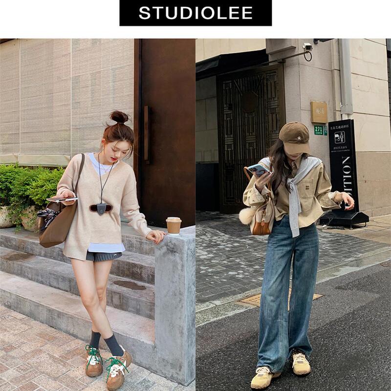 牛皮版葡萄妈同款小众时髦双鞋带拼色厚底增高休闲运动鞋女阿甘鞋|undefined