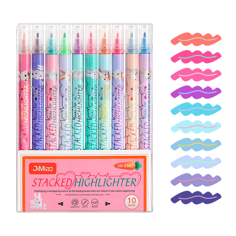 Marcador de doble punta y doble color, personalizado OEM, de gran capacidad, para estudiantes, para diario, colorido, DIY.