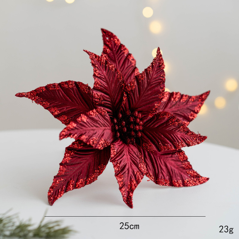 Adornos navideños de tela, flores doradas y plateadas para decoración de árbol