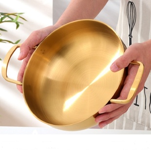 Thickened Stainless Steel Golden Soup Pot Small Hot Pot Desktop Flat Bottom Seafood Pot Cooking Pot New Universal Electromagnetic Xinzekang