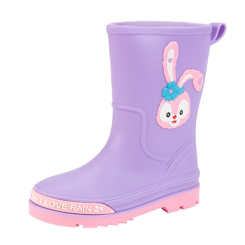 Children's rain boots tube waterproof boots rubber shoes fashion cartoon children non-slip thick cute princess baby boys and girls