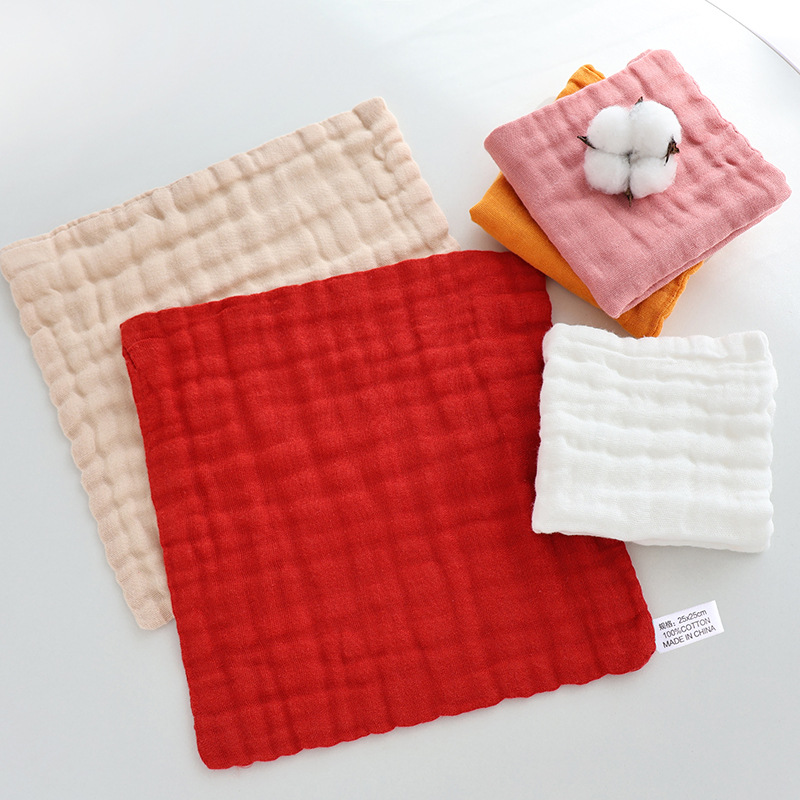 Baby Towel Pure Cotton Plain Burp Towel Cross-Border Gauze Square Towel Baby Saliva Towel Six-Layer Cotton Towel