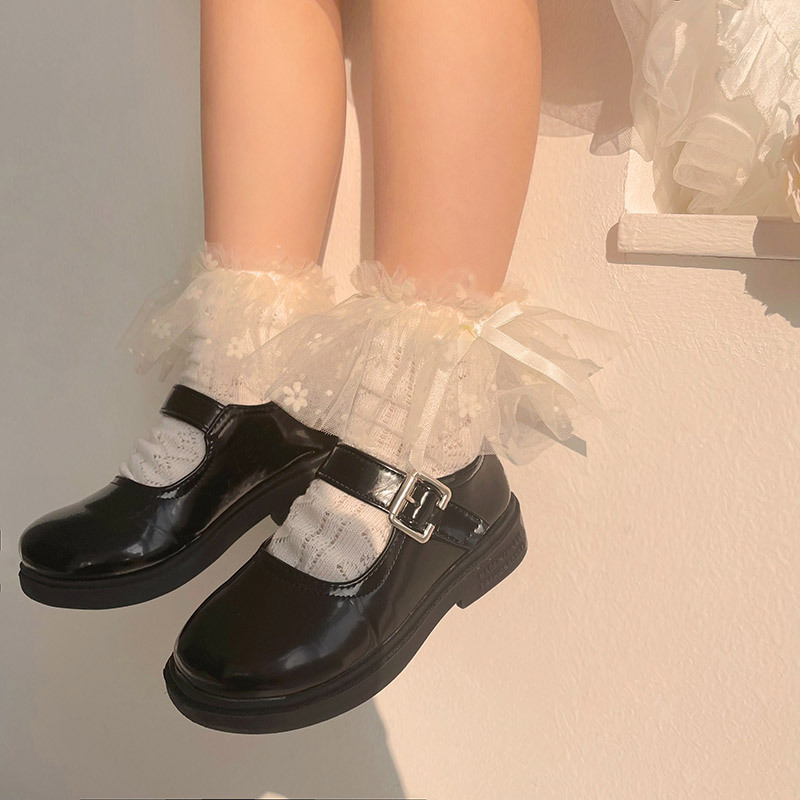 Hotmoon japonés dulce flor hilo arco hueco amor algodón calcetines princesa calcetines Corea del Sur niñas pila Calcetines