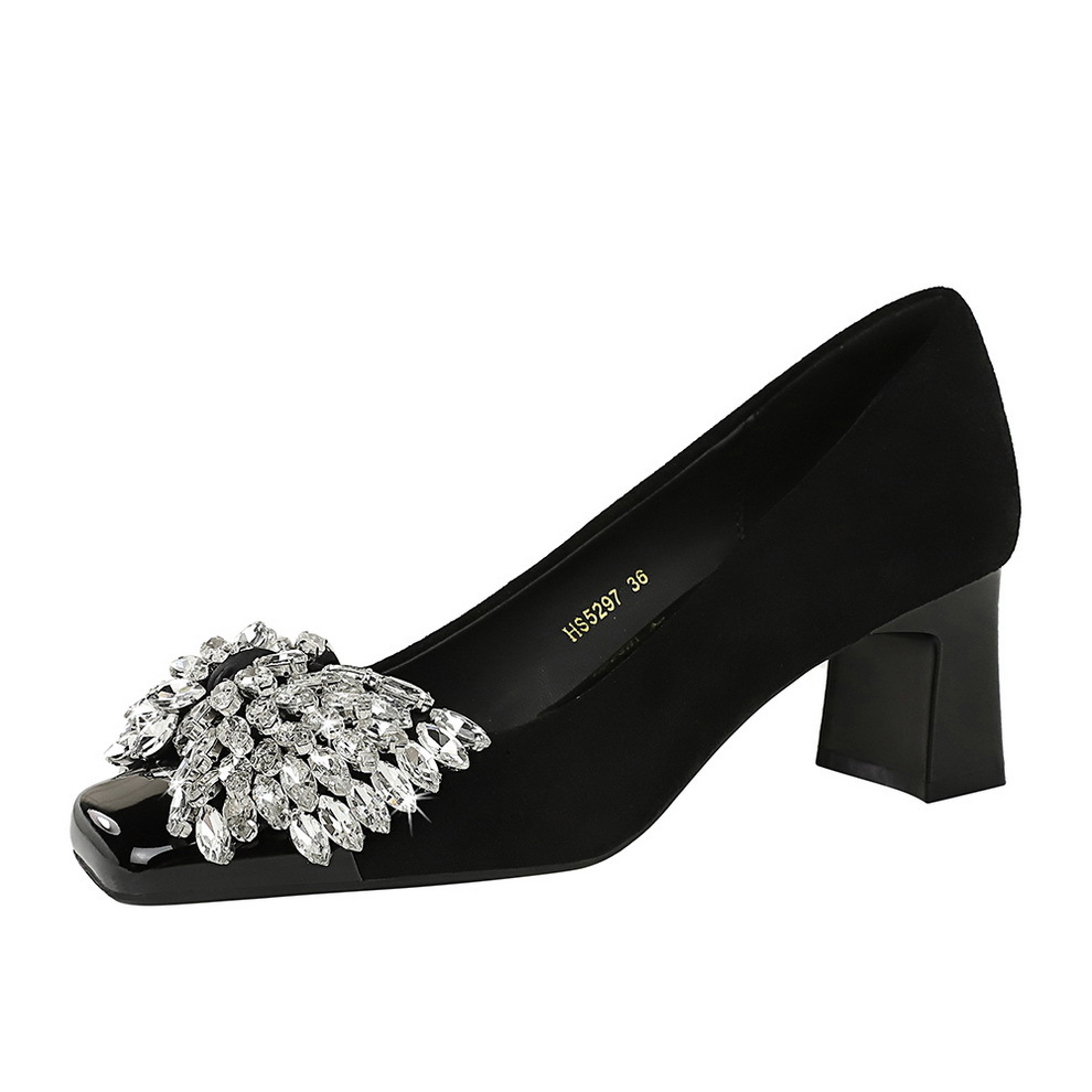 Elegante Samt High Heels Mit Strassschleife Für Damen Party_voghion.com