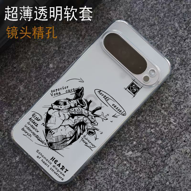 Heart Sketch Design, Compatible with Google Pixel 9/8 Pro/7A, Transparent Phone Case, 6-Piece Set, Simple TPU Soft Case Heart Sketch Design, Compatible with Google Pixel 9/8 Pro/7A, Transparent Phone Case, 6-Piece Set, Simple TPU Soft Case