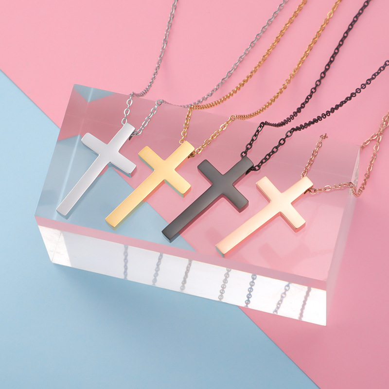 Fashion Cross Stainless Steel Patchwork Pendant Necklace display picture 2