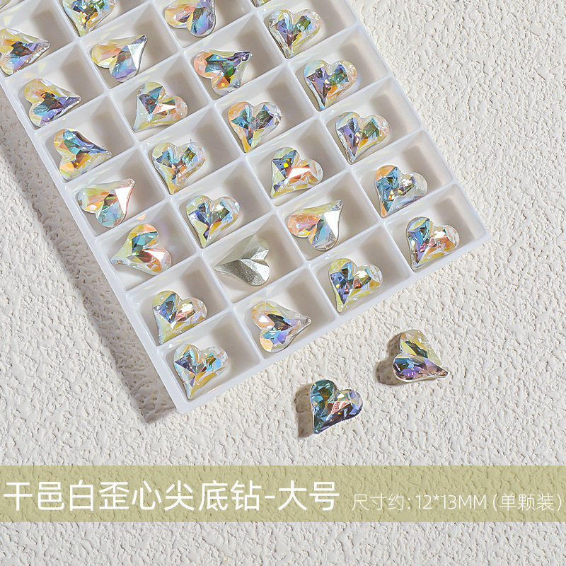 Nuevo flash melocotón corazón amor diamante puntiagudo Fondo diamante K9 accesorios de uñas al por mayor