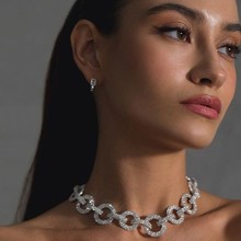 性感多圆圈水钻项圈女高级感冷淡风欧美时尚满钻锁骨链轻奢高级感