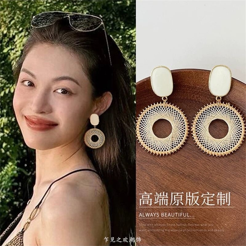 民族风编织耳环女波西米亚度假风耳钉小众高级设计感复古耳坠耳饰|undefined