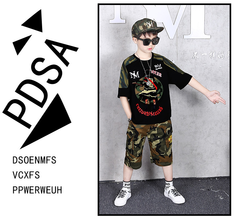 Tweedelige set 2023 Zomer Nieuwe Koreaanse editie Jongens Korte mouwen 8 jaar Middelgroot Grote jongen Trendy_voghion.com