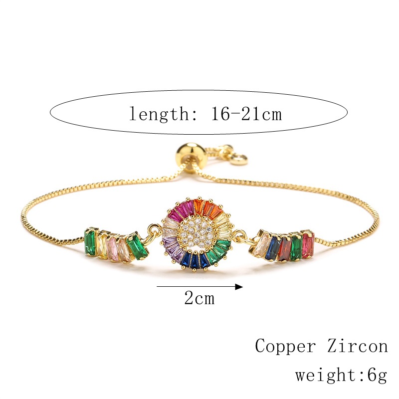 Zircon Inlay Material Fashion Heart Shape Copper Inlay Zircon Bracelets 1 Piece