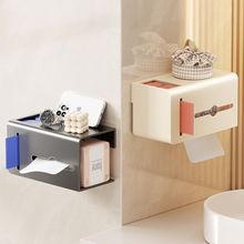 免打孔厕所壁挂纸巾架跨境无痕自粘分格垃圾袋收纳盒卫生间纸巾盒