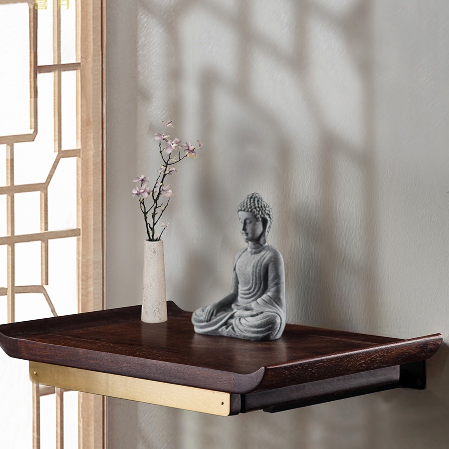 Xiyue Solid Wood Small Buddhist Shrine Wall-Mounted Buddhist Cabinet Shrine Guanyin Bodhisattva Buddha Offering Table